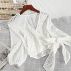 Tie-front Lace Blouse White - One Size