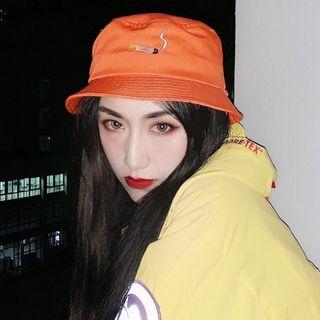Embroidered Bucket Hat Tangerine - One Size