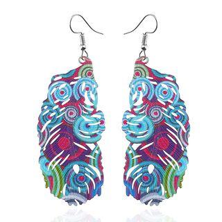 Stainless Steel Feather Dangle Earring 1 Pair - As Shown In Figure - One Size