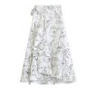 Printed Midi A-line Skirt White - One Size