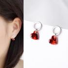 Rhinestone Heart Dangle Earring With Earring Back - 1 Pair - Earring - As Shown In Figure - One Size