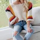 Wide-sleeve Color Block Sweater