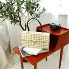 Snap-button Checked Tote Bag