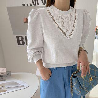 Lace-trim Perforated Sweatshirt