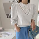 Lace-trim Perforated Sweatshirt