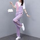 Set: Short-sleeve Color Panel T-shirt + Sweatpants