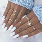 Set Of 13: Alloy Knuckle Rings Gold - One Size
