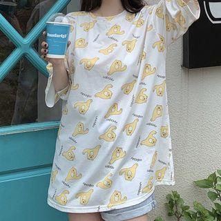 Short-sleeve Print T-shirt / Cropped T-shirt