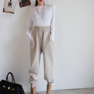 Long-sleeve Crew-neck T-shirt / Drawstring Sweatpants