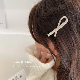 Rhinestone Ribbon Hair Clip 1 Pc - As Shown In Figure - One Size