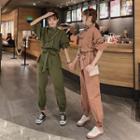 Double Breasted Long-sleeve Jumpsuit