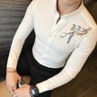 Long-sleeve Button Down Embroidery Shirt