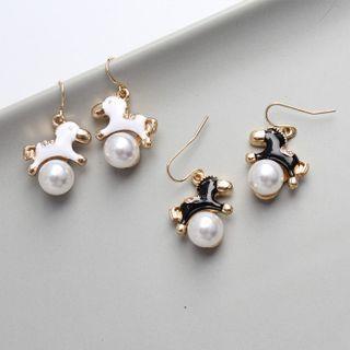 Horse Faux Pearl Drop Earring