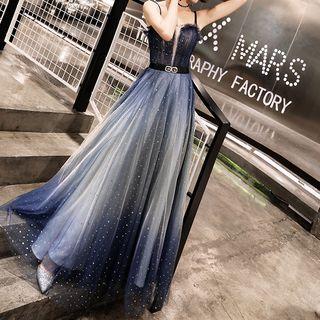 Strappy Gradient A-line Evening Gown