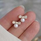 Bow Faux Pearl Stud Earring