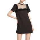 Embellished Panel Short-sleeve Shift Dress