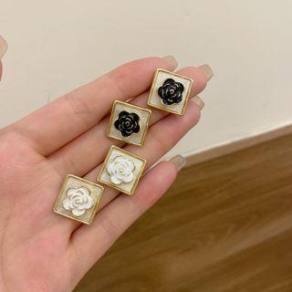 Rose Sterling Silver Stud Earring / Clip-on Earring
