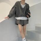 Set: Short-sleeve T-shirt + Hooded Windbreaker + Shorts