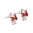 Fashionable Elegant Red Santa Cufflinks Silver - One Size