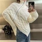 Turtleneck Zipped Cable-knit Sweater