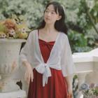 3/4-sleeve Tied Cover-up