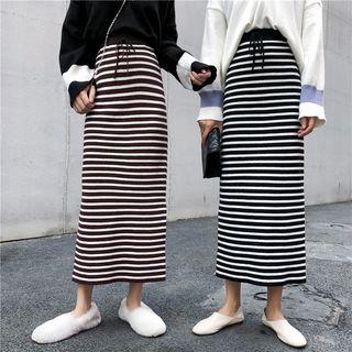 Midi Striped A-line Skirt