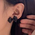 Alloy Bow Earring 1 Pair - Black - One Size