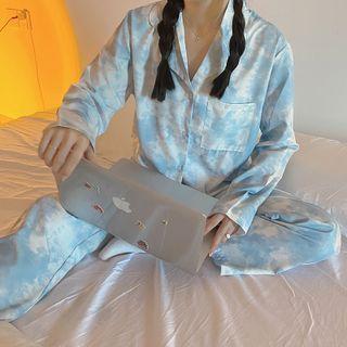 Set Of 2 : Tie-dye Long-sleeve Top + Pants