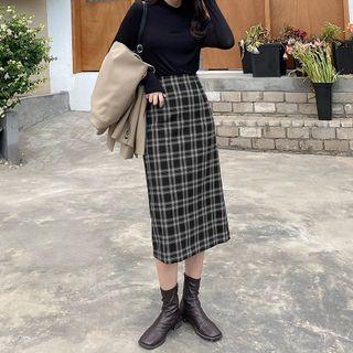 Black & White Plaid A-line Semi Skirt