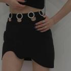Rhinestone Cutout Mini Pencil Skirt