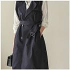 Double-breasted Trench Vest With Sash