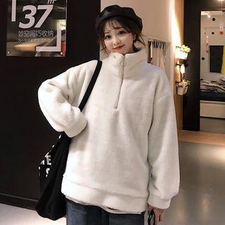 Fleece-lined Half-zip Stand Collar Pullover