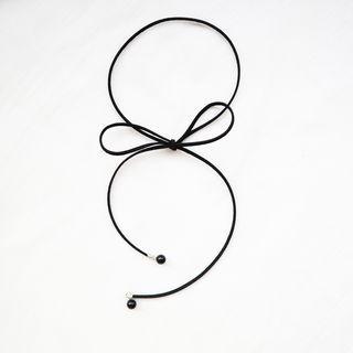 Bead Ribbon Choker Black - One Size