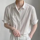 Short-sleeve Striped Pocket Detail Shirt