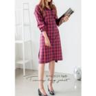 Tie-back Checked Long Jacket