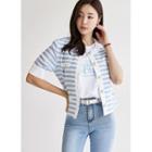 Faux-pearl Button Stripe Jacket