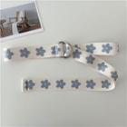 Flower Canvas Belt 1pc - Blue Floral - White - One Size
