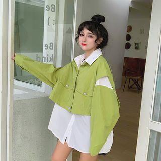 Two-tone Shirt / Cap-sleeve Shirt