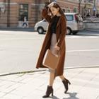 Patch-pocket Handmade Wool Blend Coat With Sash Camel - One Size