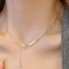 Star Pendant Faux Pearl Alloy Necklace 1 Pc - Necklace - Silver - One Size