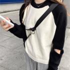 Color-block Cutout Long-sleeve Knit Top / Sweatpants