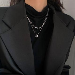 Pendant Layered Sterling Silver Necklace Silver - One Size