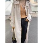Hidden-button Trench Coat With Belt One Size