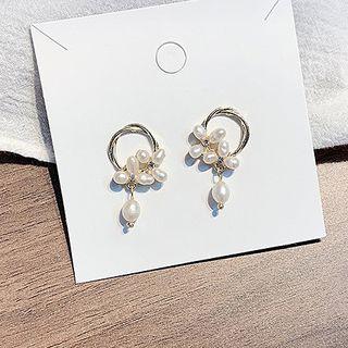 Pearl Flower Dangle Earring As Shown In Figure - One Size