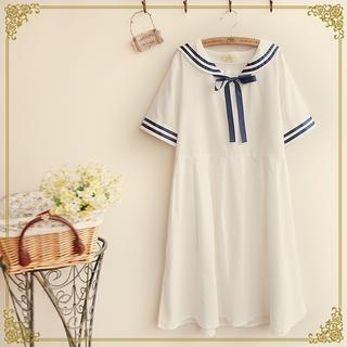 Short-sleeve Sailor-collar T-shirt Dress