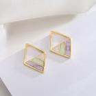 925 Sterling Silver Acetate Panel Rhombus Earring Es607 - One Size