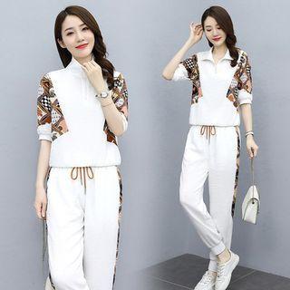 Set: Print Half-zip T-shirt + Sweatpants