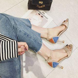 High-heel Colored Panel Sandals