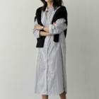 Long-sleeve Striped Midi Shirtdress