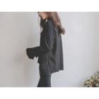 Slit-cuff Dip-back Knit Top